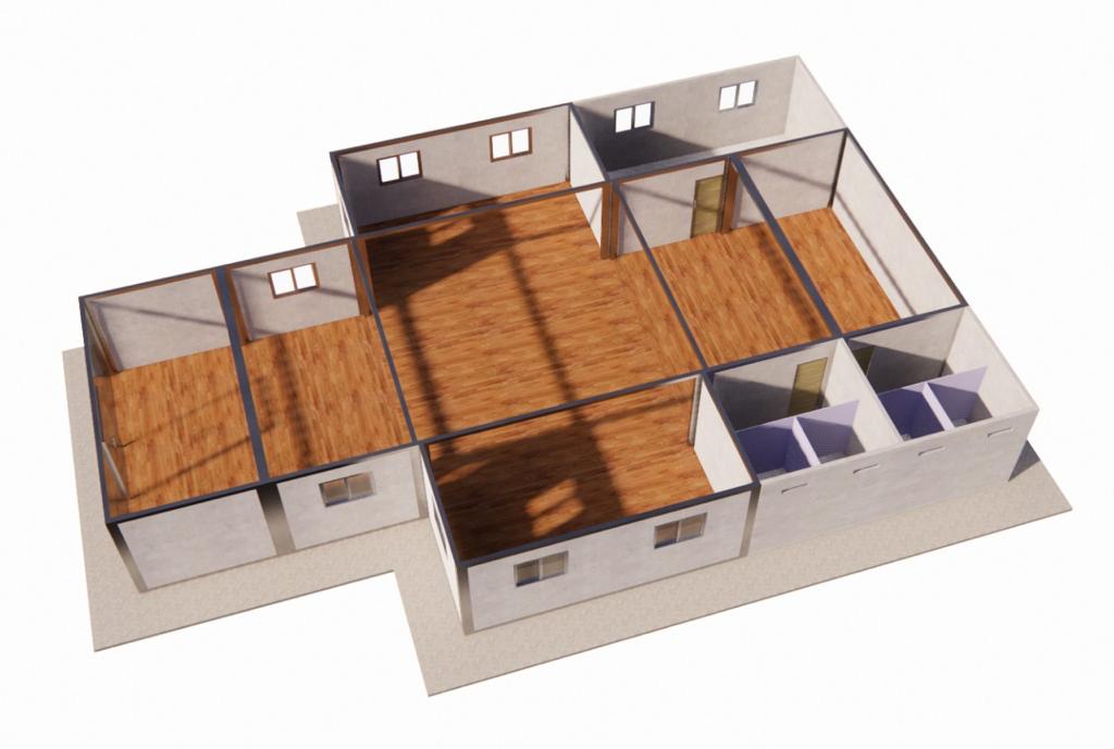 Three-dimensional modular building floor plan